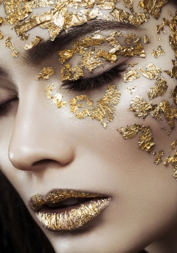 Lady gold flakes op glas 70x100