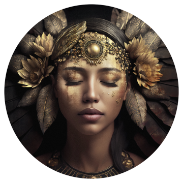 Gold gypsy woman op glas rond 70cm