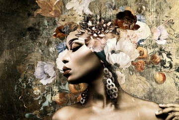 Exotic woman op glas 80x120