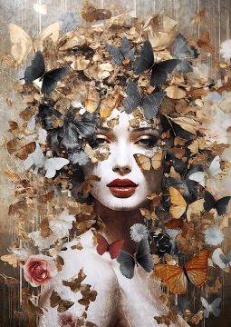 Butterfly woman op glas 70x100