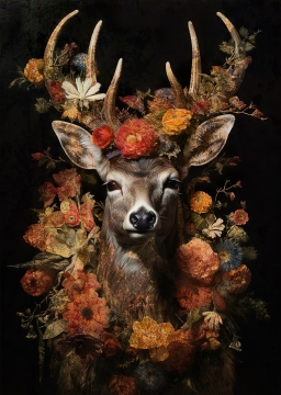 Flower deer op glas 70x100
