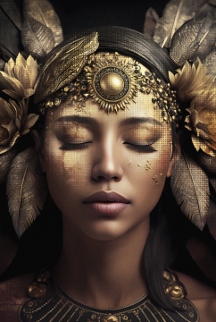 Gold gypsy woman op glas 80x120