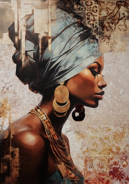 African lady op glas 70x100