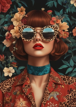 Vintage woman with glasses II op glas 70x100