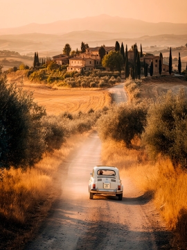 Italy Toscane Fiat op glas 70x100