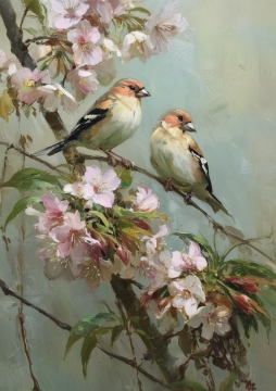 Vink vogeltjes op glas 70x100