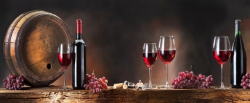Fotokunst wijn op glas 50x125