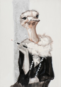 Schilderij struisvogel 70x100 