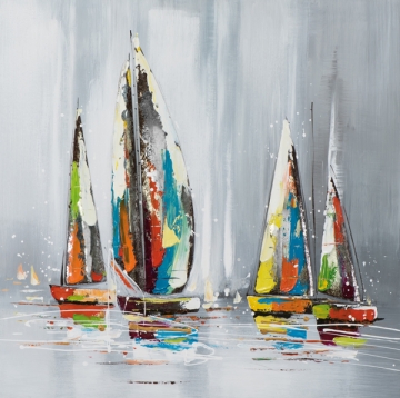 Schilderij zeilboten 80x80