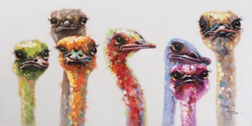 Schilderij struisvogels 70x140