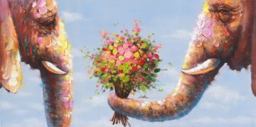 Schilderij olifanten 70x140