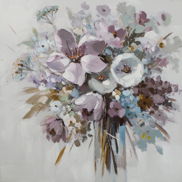 Schilderij bloemen in vaas 80x80