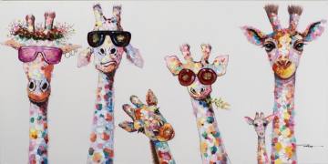 Schilderij giraffen 70x140