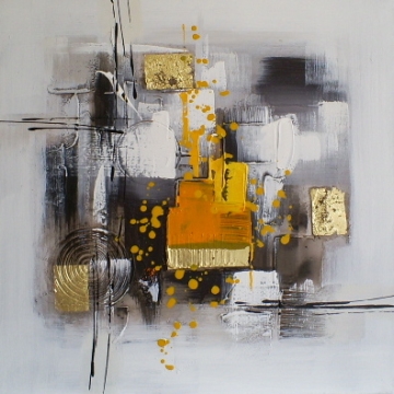 schilderij modern grijs geel 60x60