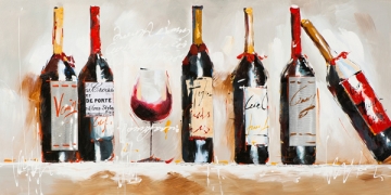 Schilderij wijnflessen 60x120