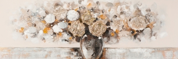 Schilderij bloemen in vaas 30x90