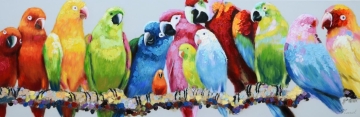 Schilderij papegaaien 50x150