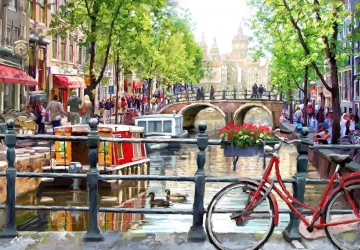 Stadsgezicht Amsterdamse grachten 75x100