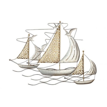 Metalen wandobject zeilboot 71x52