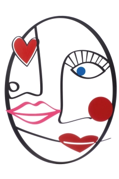 Metalen wandobject face I 47x60