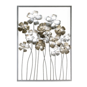 Metalen wandobject bloemen 58x80