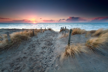 Fotokunst zonsondergang aan het strand 75x100