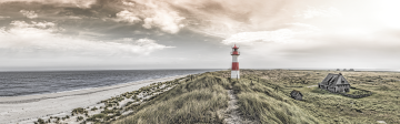 fotokunst strand met vuurtoren 60x150