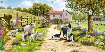 Tuinposter boerderij 70x140