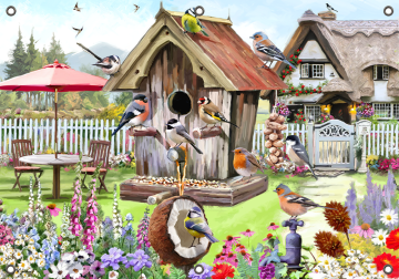 Tuinposter vogels in de tuin 70x100