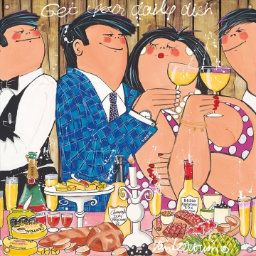 Tuinposter dikke dames Get your daily dish 80x80
