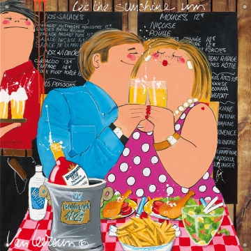 Tuinposter dikke dames Let the sunshine inn 80x80