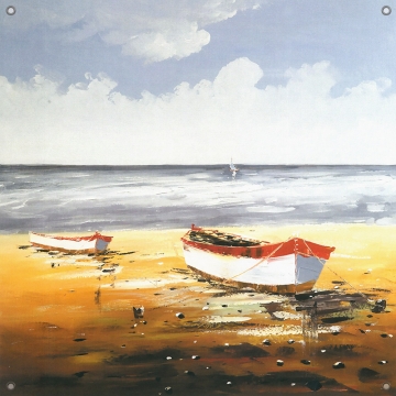 Tuinposter boot aan strand 80x80