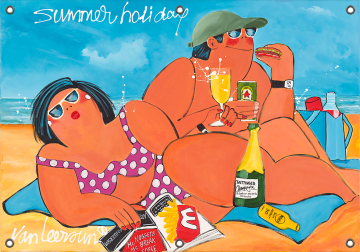 Tuinposter dikke dames Summer Holiday 70x100