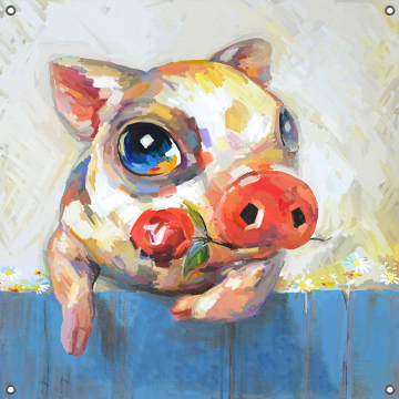 Tuinposter varken 80x80