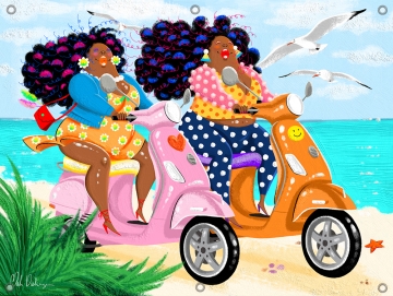 Tuinposter Big mama's Vespa scooter 70x100