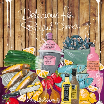 Tuinposter dikke dames Royal Dinner 80x80
