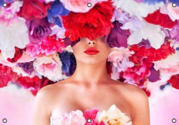 Tuinposter head up in the flowers 70x100