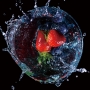 Strawberry splash II op glas 60x60 thumbnail