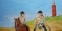 Schilderij paard op strand 70x140 thumbnail