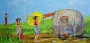 Schilderij kamperen 70x140 thumbnail