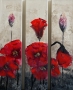 Schilderij klaprozen meerluik 60x55 thumbnail