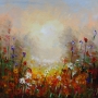 Schilderij bloemen landschap 80x80 thumbnail