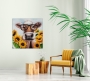 Schilderij fleurige koe 70x70 thumbnail