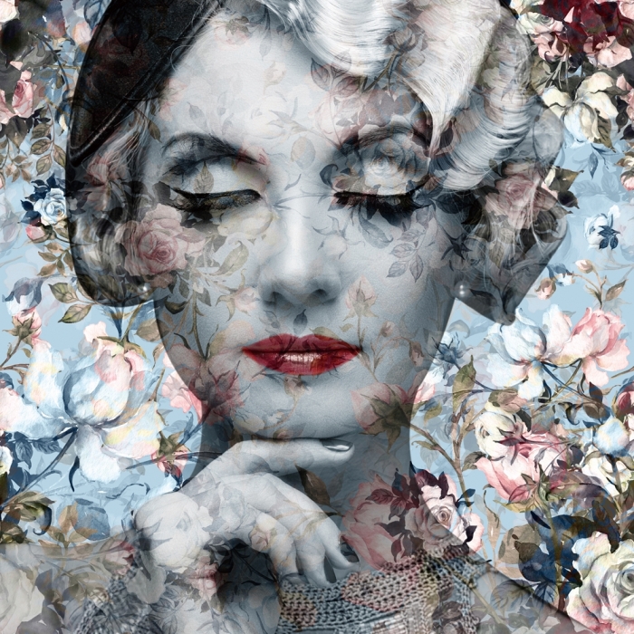 bloemen dame op glas 100x100 bloemen dame op glas 100x100