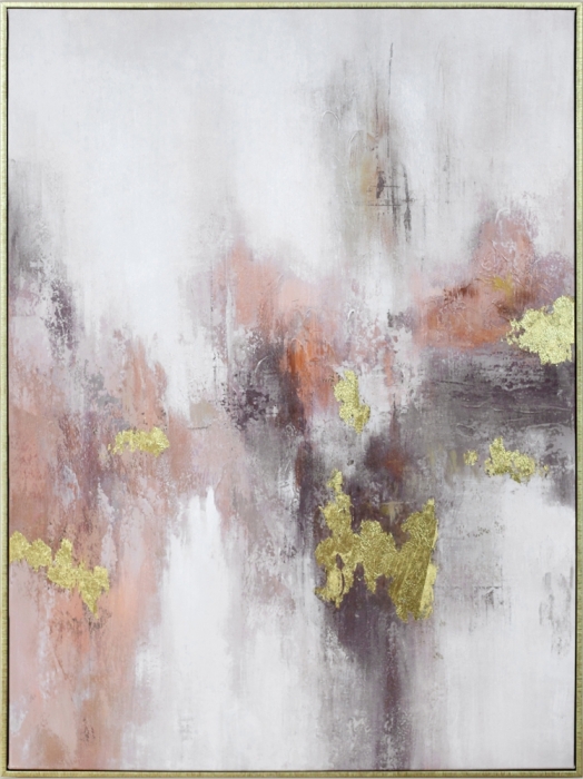 Abstract kunstwerk met zachte pasteltinten van roze en grijs, verrijkt met gouden accenten en textuur. Abstract kunstwerk met zachte pasteltinten van roze en grijs, verrijkt met gouden accenten en textuur.