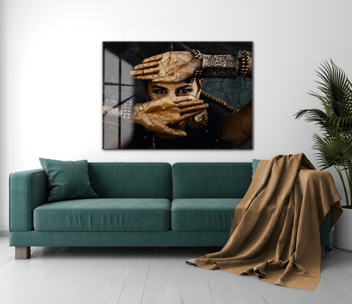 Gold gipsy woman op glas 70x100