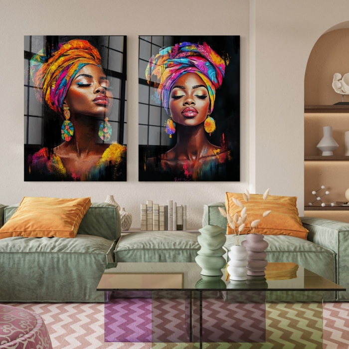 African colours II op glas 70x100 gth453 - Schilderijenshop
