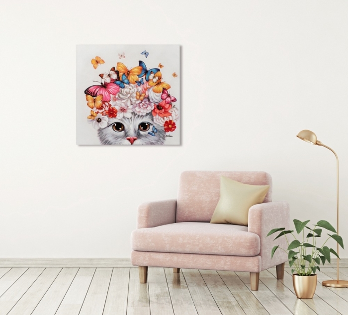 Schilderij poes 70x70