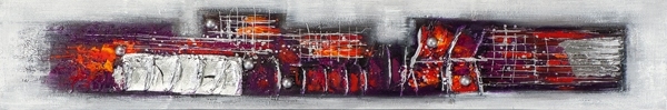 Abstracte schildering in paarse en oranje tinten, met texturen en strakke lijnen op een lichte achtergrond. Abstracte schildering in paarse en oranje tinten, met texturen en strakke lijnen op een lichte achtergrond.