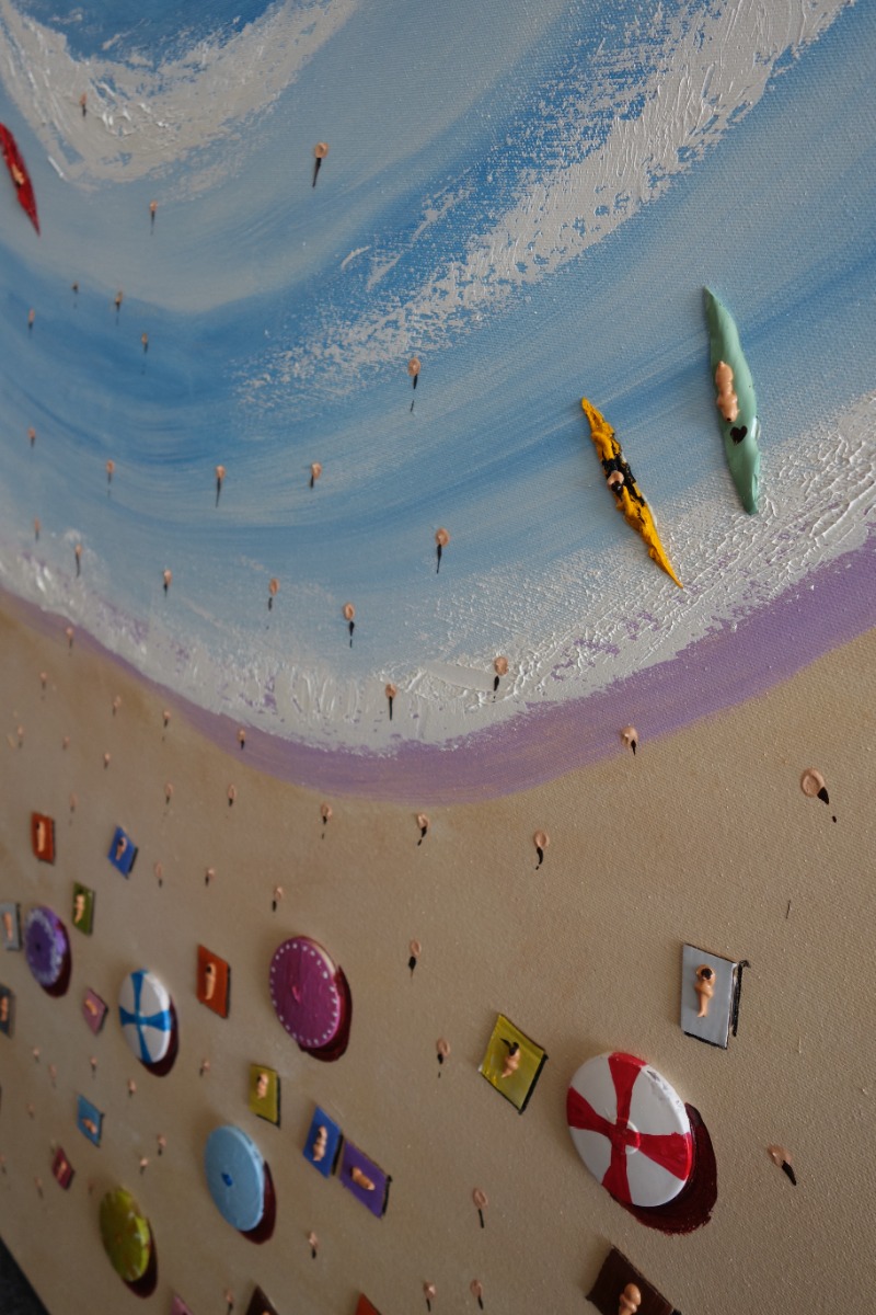 Schilderij strand100x100
